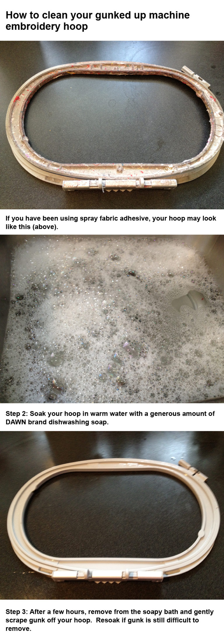 How to clean a dirty embroidery hoop