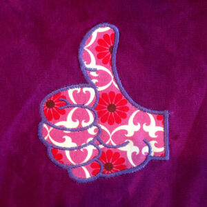 Thumbs up! It’s all good with this silly applique and embroidery design.  Thumbs up (a-ok) design in 5 different versions