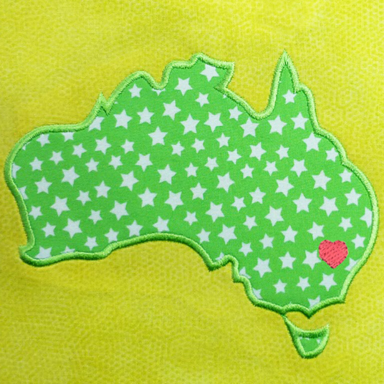 Australia machine embroidery and appliqué designs in several sizes and