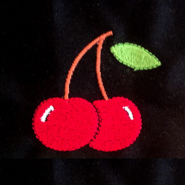 Sweet cherries applique and embroidery designs. 6 different sizes and