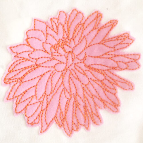 Modern scribble dahlia machine embroidery or appliqué designer