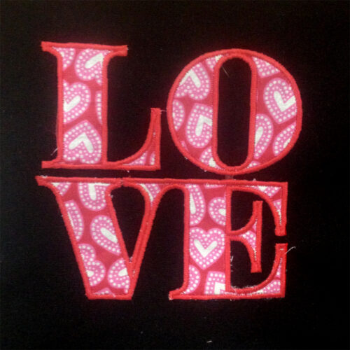 Classic LOVE applique designs and embroidery designs in several sizes
