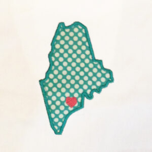 Maine appliqué and embroidery design in 7 styles and sizes.  Buy this state (Maine)  –  get any state free