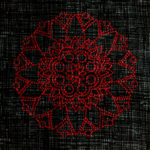 Mandala machine embroidery design, a spiritual symbol in Buddhism and Indian religions and worn by Yoga devotees.