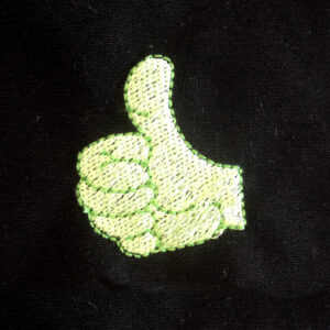 Thumbs up! It’s all good with this silly applique and embroidery design.  Thumbs up (a-ok) design in 5 different versions