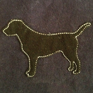 Preppy standing dog (labrador or lab) silhouette machine embroidery and appliqué design in several sizes and styles.