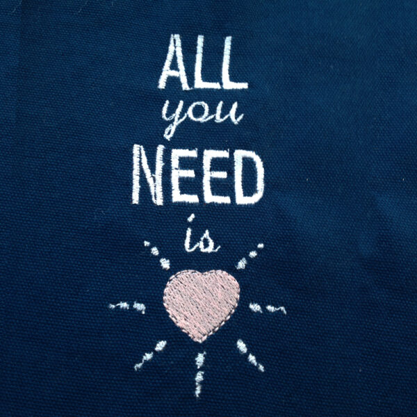 Darling All you Need is Love machine embroidery design in 4 sizes.  Beatles music lyric machine embroidery design.