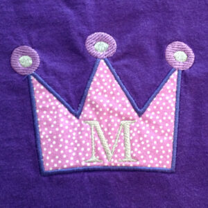 Cute, personalized birthday crown.  Stitch out the first initial of the birthday girl in this crown on a t-shirt and for the perfect gift