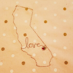 California Love Triple Stitch (designed for raw edge) Machine Applique Design in Five Sizes