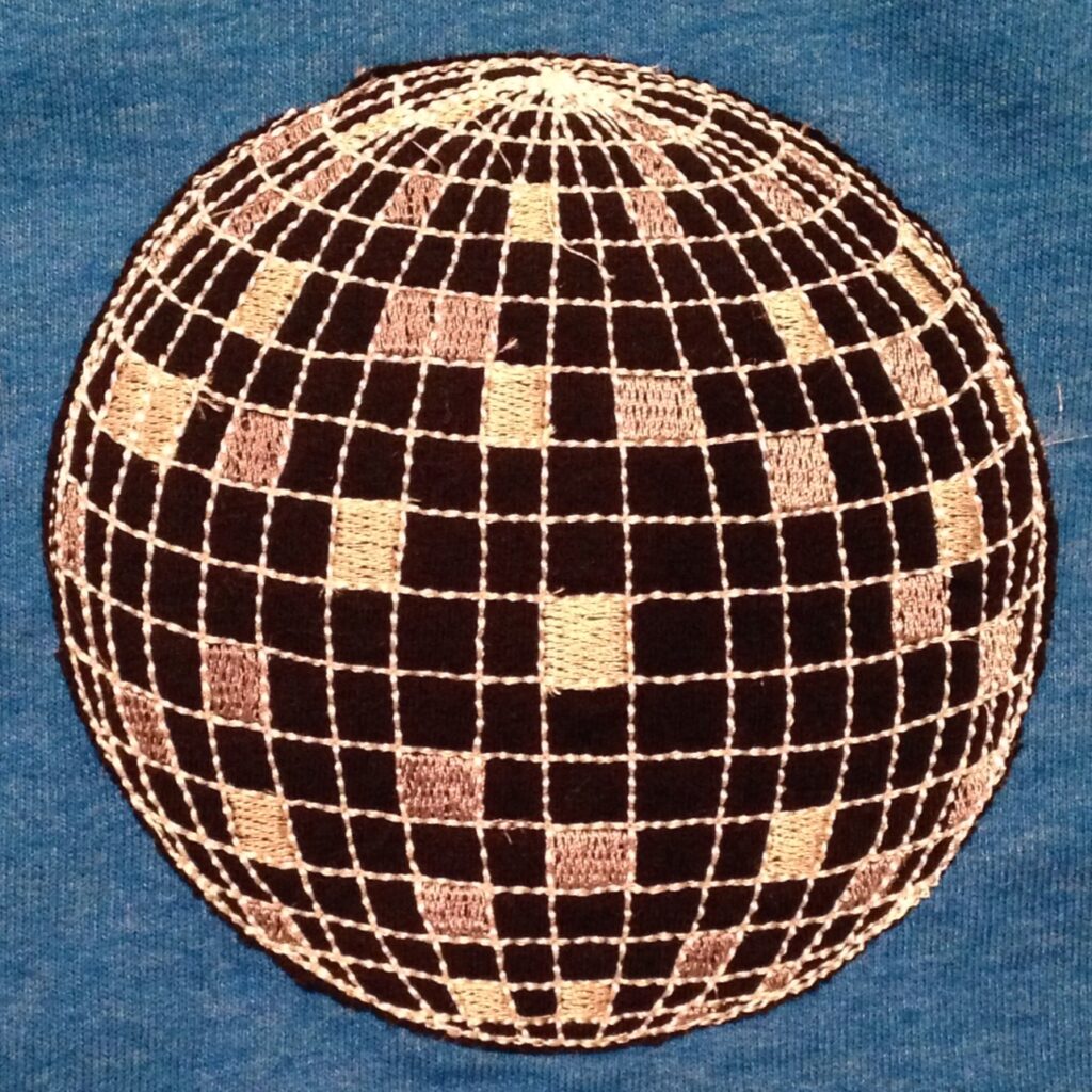 Disco ball machine embroidery or appliqué designs in several sizes and