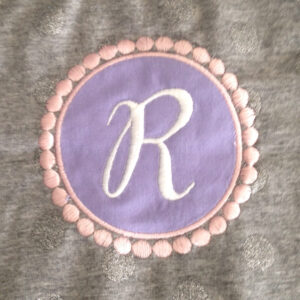 Modern dot wreath with single initial modern machine embroidery design in 2 sizes. Includes all letters plus an empty wreath.