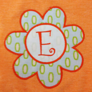 Groovy Flower Machine Applique Design With or Without Initial in 2 sizes: a flower with every letter as well as a flower without an initial