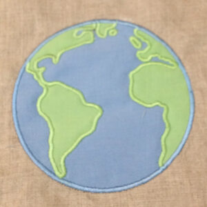 Earth (globe) applique design in three sizes perfect for Earth Day to stitch out on your embroidery machine.