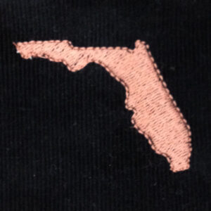 Florida state appliqué and embroidery design.  U.S. state appliqué and embroidery design in 7 styles and sizes.  Buy FL – get any state free