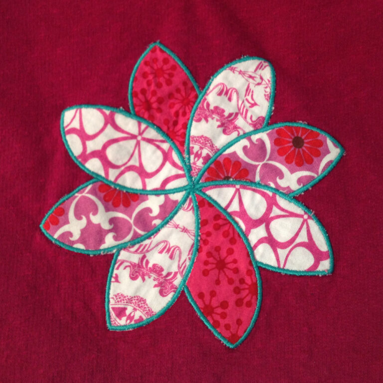 Flower applique design  8 leaf design  fun and funky applique of an