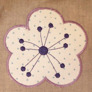 Modern, Asian inspired flower applique design. Simple and cute flower applique design.