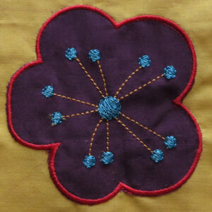 Modern, Asian inspired flower applique design. Simple and cute flower applique design.