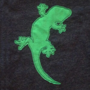 Simple gecko or little lizard machine applique and embroidery designs in several sizes and styles