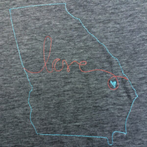 Georgia Love Triple Stitch (designed for raw edge) Machine Applique Design in Four Sizes