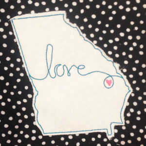 Georgia Love Triple Stitch (designed for raw edge) Machine Applique Design in Four Sizes