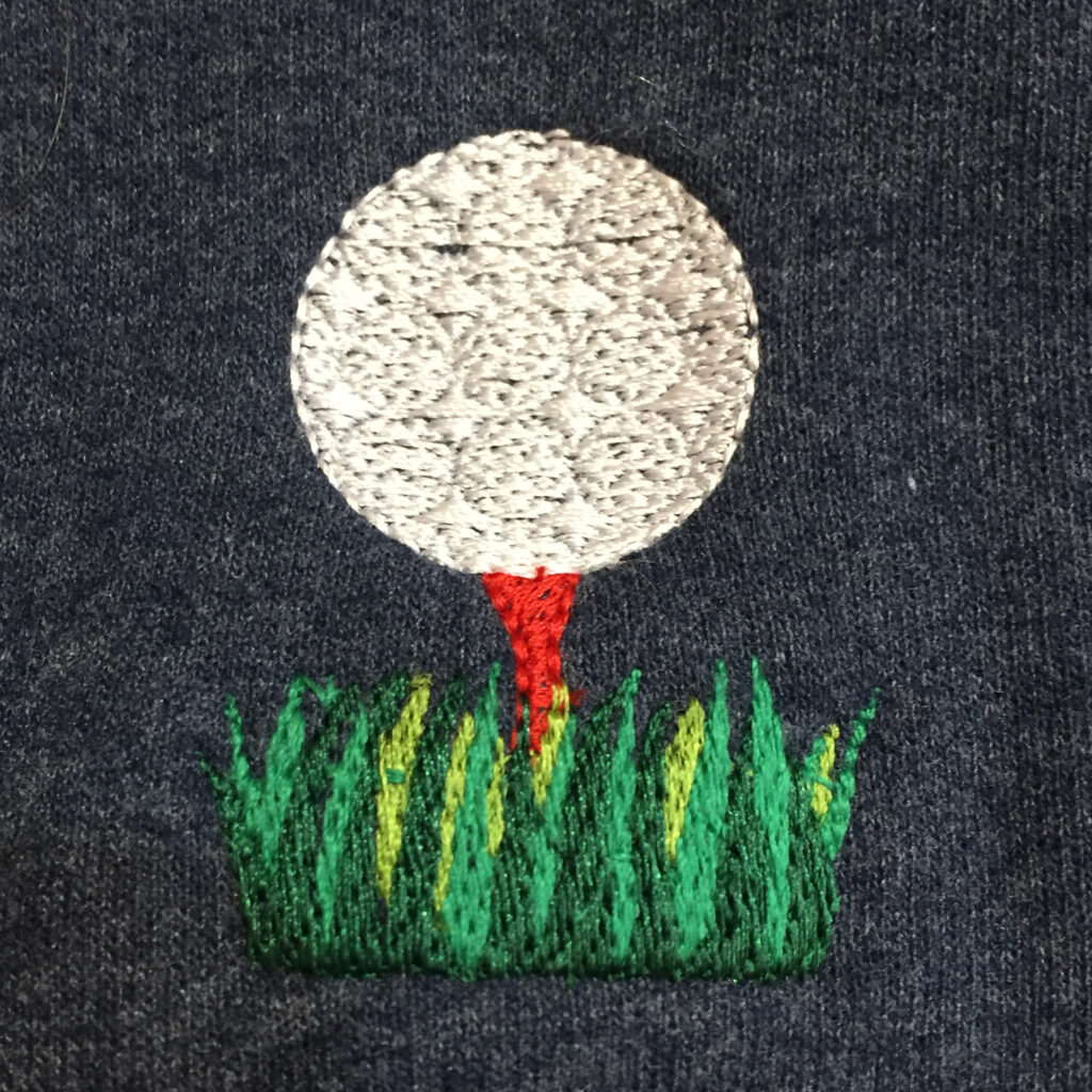 Adorable and versatile golf ball on tee machine embroidery design in 4