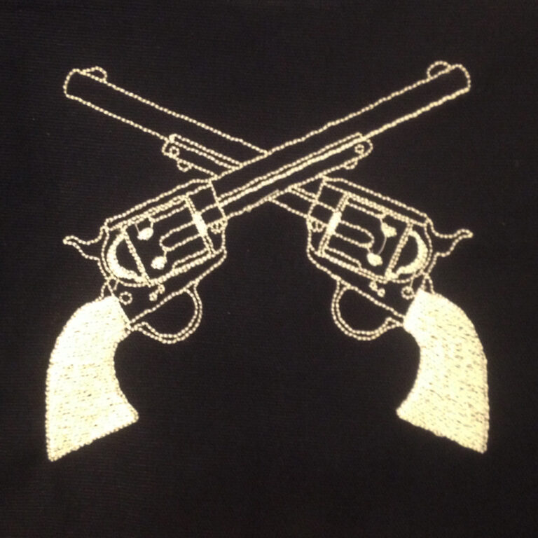 Western crossed guns (revolvers) machine embroidery design in four