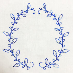Simple and elegant hand drawn style wreath machine embroidery design – perfect frame for a name, date or initial
