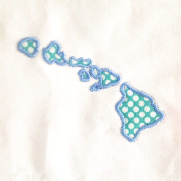 Hawaii appliqué and embroidery design in 7 styles and sizes.  Buy this state (Hawaii)  -  get any state free