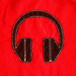 Funky headphone satin stitch and triple stitch applique and embroidery designs