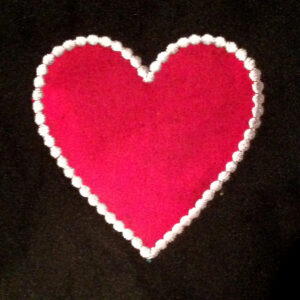 Darling, unique and versatile heart applique design with dot border in three sizes