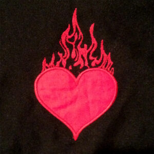 Is your heart on fire?  This flaming heart machine applique design is cute and edgy and comes in 4 sizes
