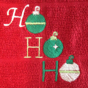 Ho, ho, ho with ornaments Christmas Machine Embroidery design in several sizes.