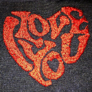 Sweet I Love You in Heart Machine Embroidery Design in 3 sizes.  Super cute i love you design –  a great gift to your Valentine.
