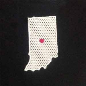 Indiana appliqué and embroidery design in 7 styles and sizes.  Buy this state (Indiana)  –  get any state free