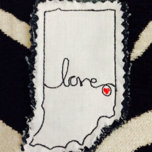 Indiana Love Triple Stitch (designed for raw edge) Machine Applique Design in Four Sizes
