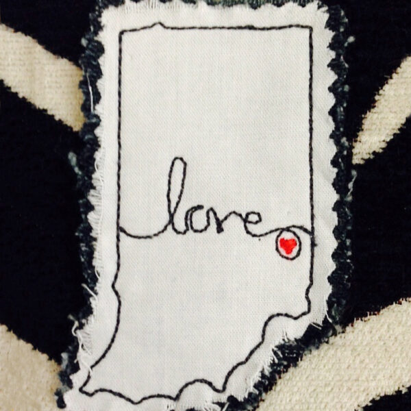 Indiana Love Triple Stitch (designed for raw edge) Machine Applique Design in Four Sizes