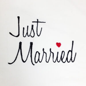 Just Married Machine Embroidery Design in Three Sizes – Perfect Newlywed Machine Embroidery Design