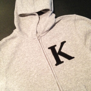 Applique triple stitch letters in a capitalized, classic serif typeface in 2 sizes – perfect for personalizing a t-shirt or sweatshirt