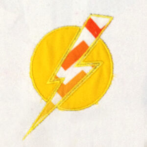 Lightning bolt machine applique design in two different styles: within circle and separate lightening bolt – 7 versions total
