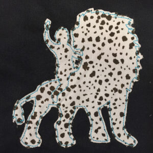 It’s good to be king – boy riding on lion machine appliqué or embroidery design in several sizes and styles