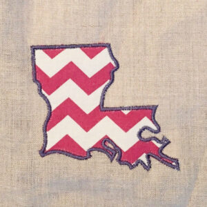 Louisiana appliqué and embroidery design in 7 styles and sizes.  Buy this state (Louisiana)  –  get any state free