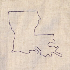 Louisiana appliqué and embroidery design in 7 styles and sizes.  Buy this state (Louisiana)  –  get any state free