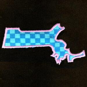 Massachusetts appliqué and embroidery design in 7 styles and sizes.  Buy this state (Massachusetts)  –  get any state free