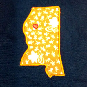 Mississippi appliqué and embroidery design in 7 styles and sizes.  Buy this state (Mississippi)  –  get any state free