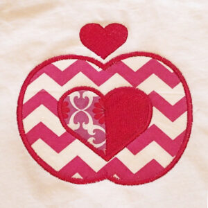 Modern apple heart applique design in 3 sizes.  Super groovy applique for kitchen towels, dresses or home decor