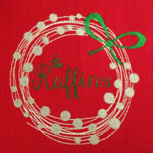 Modern Christmas Wreath Machine Embroidery Design – perfect for adding a name or initial