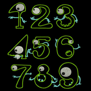 Monster Numbers Machine Appliqué Designs in 1-9. Create the Perfect Birthday Shirt for a Little Monster