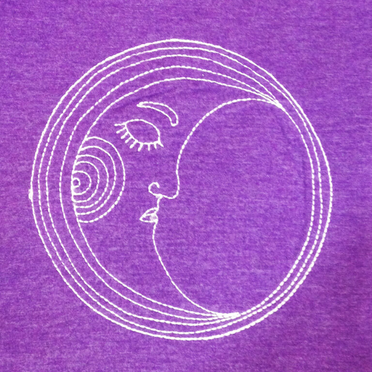 Quirky moon face machine embroidery design with applique option (with