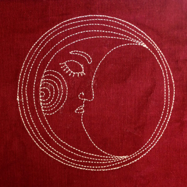 Quirky moon face machine embroidery design with applique option (with raw edge). A great design for all ages! - Image 2