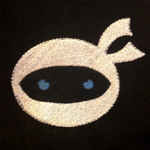 Simple and cute mysterious little ninja face machine applique design and embroidery design in several sizes